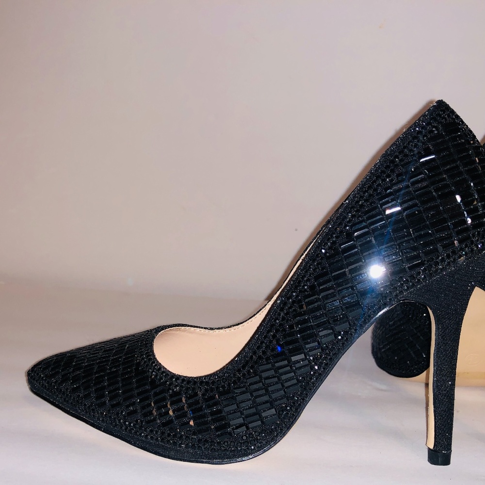 De Blossom Collection Black Rhinestones crystal  heels